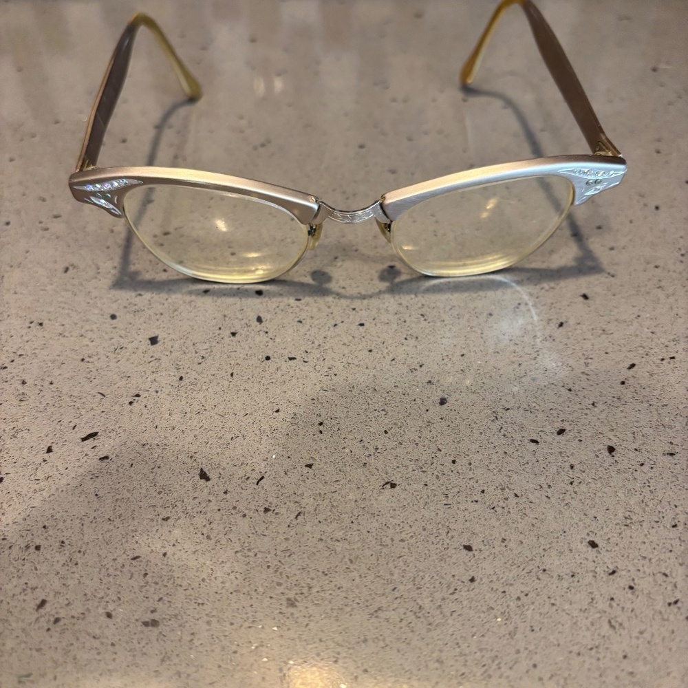 Vintage 50's Cat Eye Metal Glasses - image 7